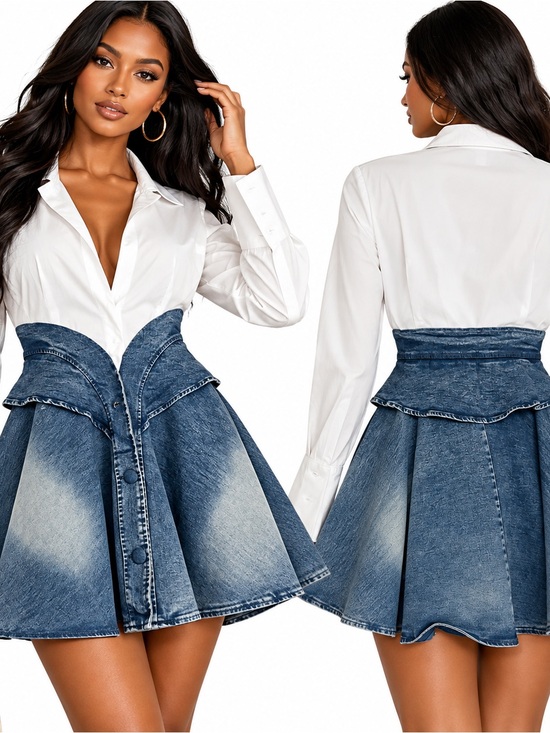 AKIRA Dresses & Skirts - NWT AKIRA Dont Need Nobody Denim Mini Dress White Blue Size M